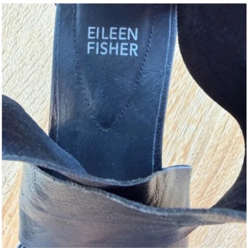 EILEEN FISHER Sport Tumbled Leather Sneaker Sandal Black Women’s Size 8 - Picture 5 of 7